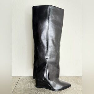 NEW Vince Camuto Tibani2  Black Leather Wide Calf Boot Women’s Size 7